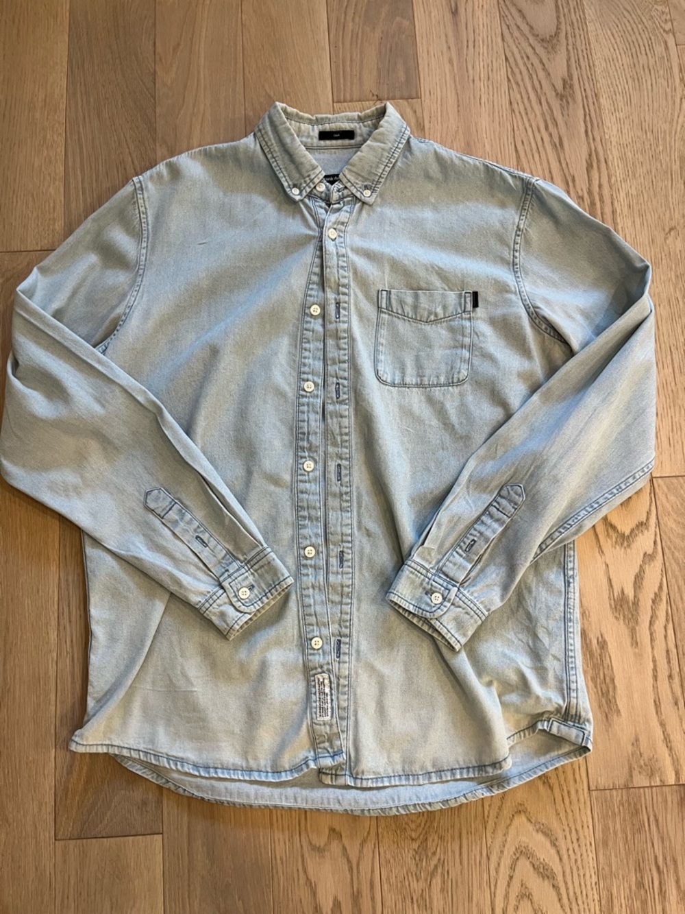 Frank And Oak Denim Button-Down Shirt | Light Wash | Medium | Organic Cotton